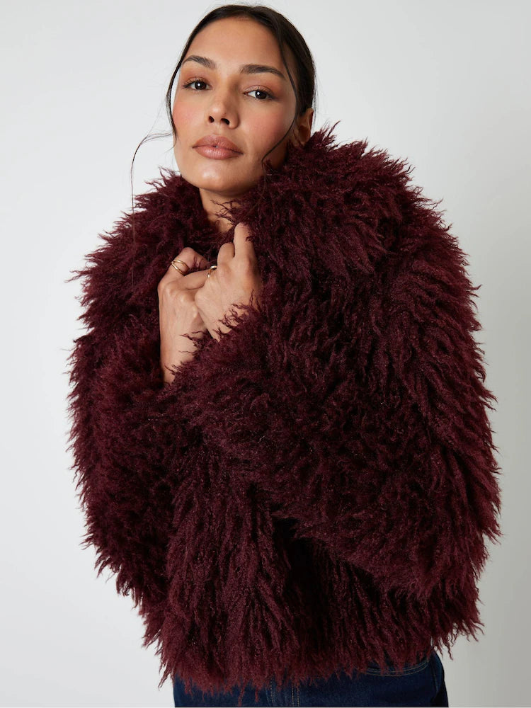 Maison de Soie Vintage Luxe Faux Mink Fur Coat — Timeless Plush Elegance
