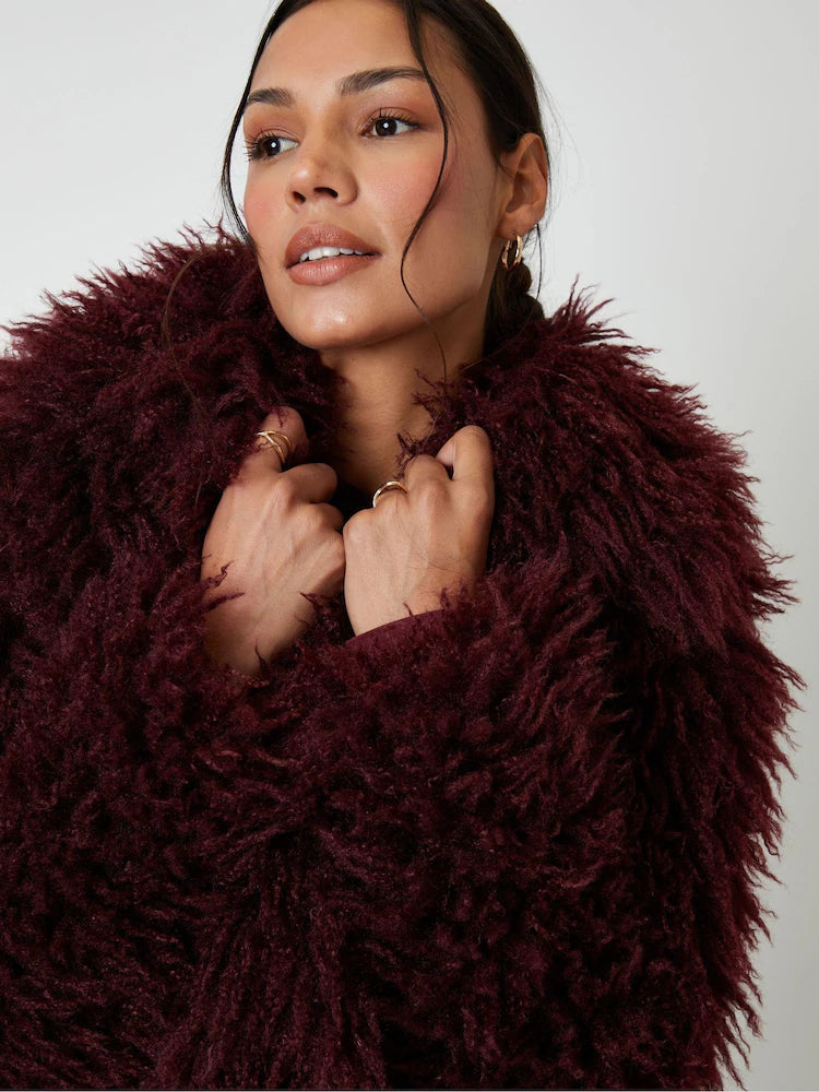 Maison de Soie Vintage Luxe Faux Mink Fur Coat — Timeless Plush Elegance